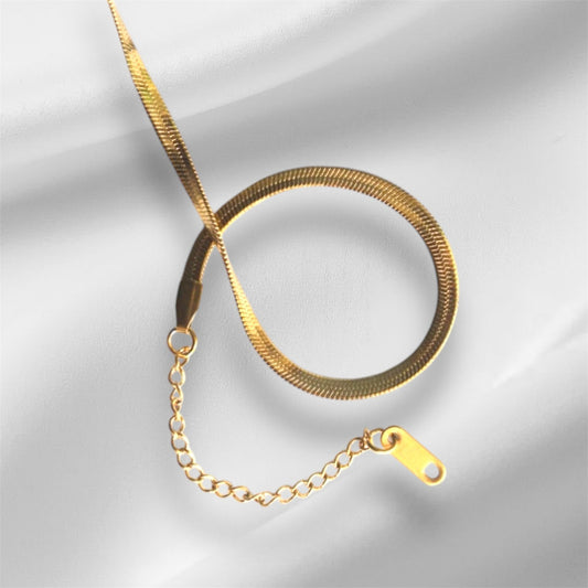 Waterproof Wide Flate Snake Chain Anklets for Women