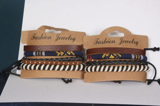 Set Vintage Multilayer Leather Bracelete For men's